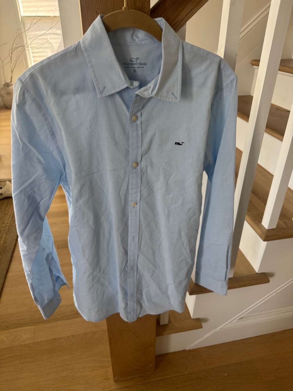 Vineyard Vines Boys XL 100% Cotton Light Blue Long-Sleeve Button-Down Shirt